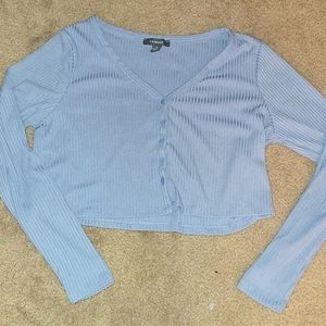 Brand new ribbed crop top. Frosty blue color